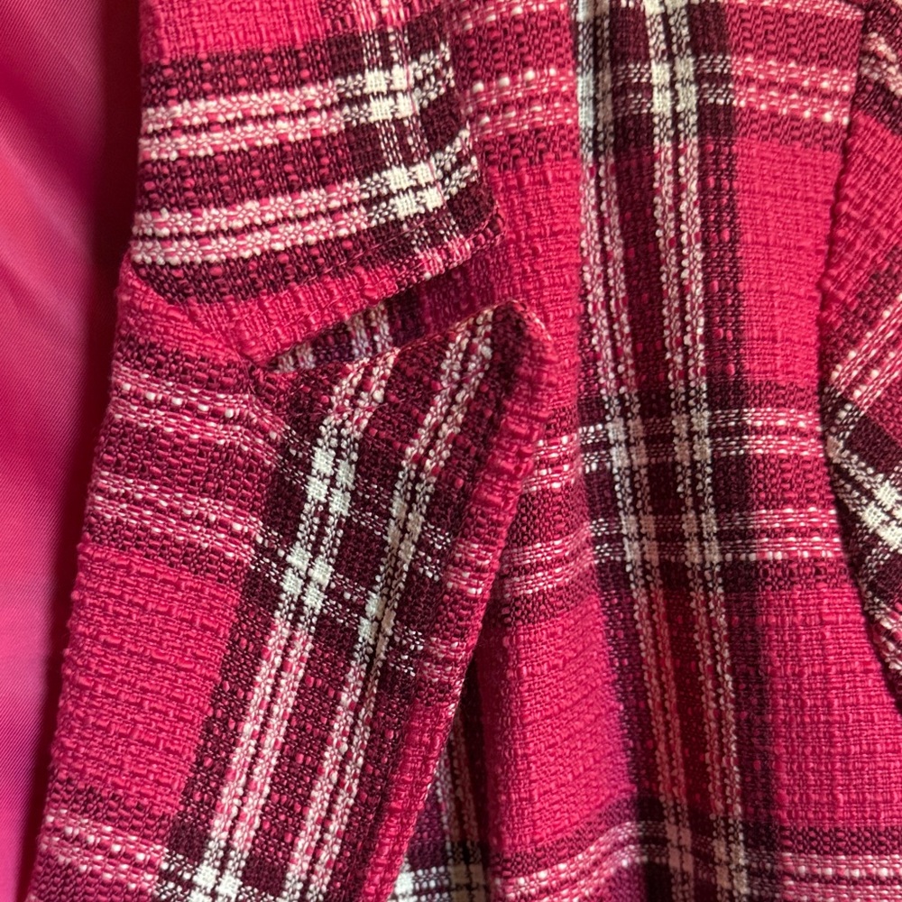 Fuchsia Plaid Women's Blazer - Picture 7 of 7